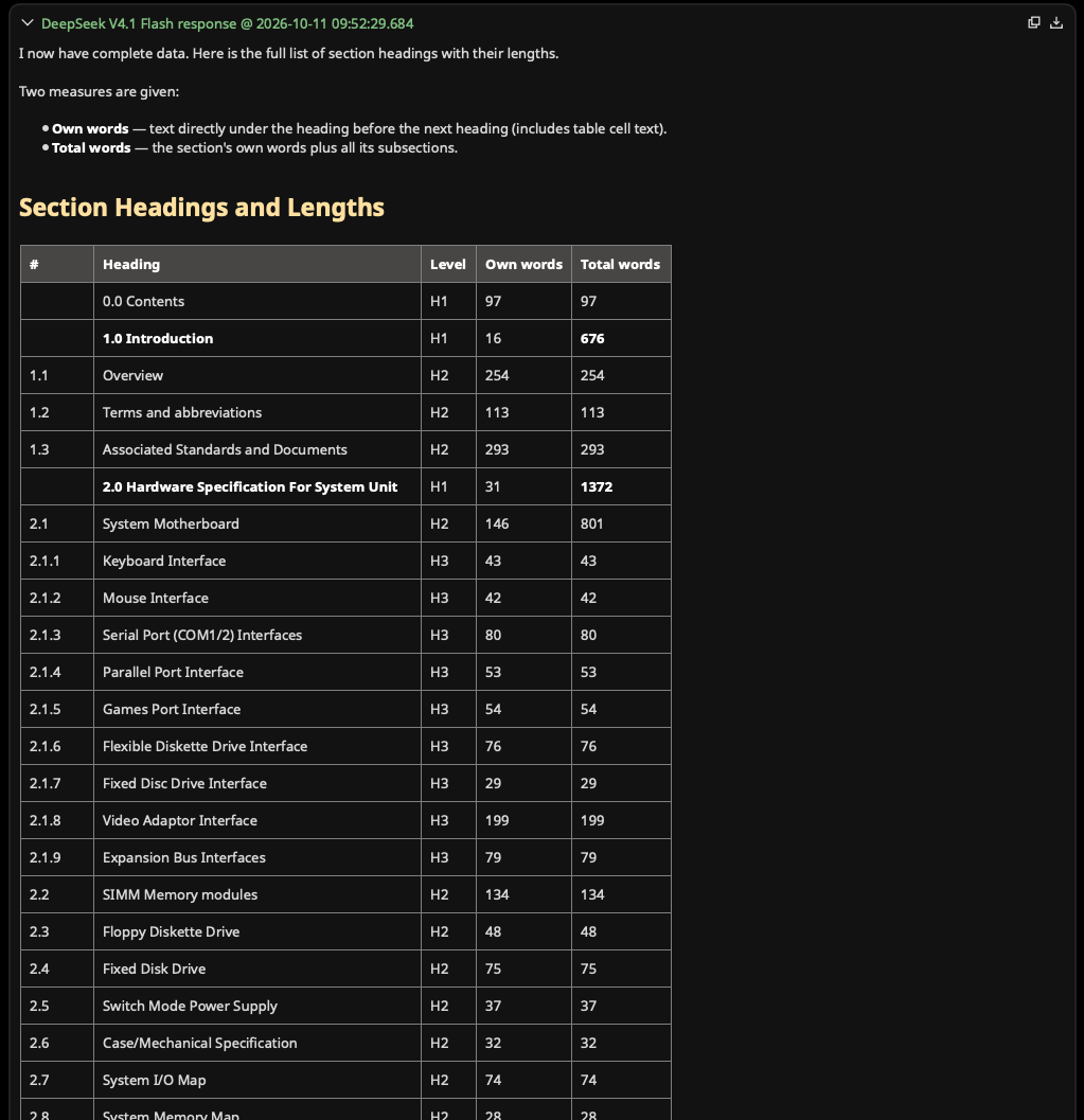 Analyzing document sections